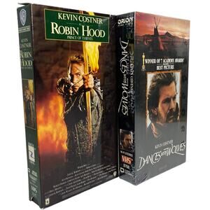 Kevin Costner VHS Bundle Robin Hood and Dances With Wolves
